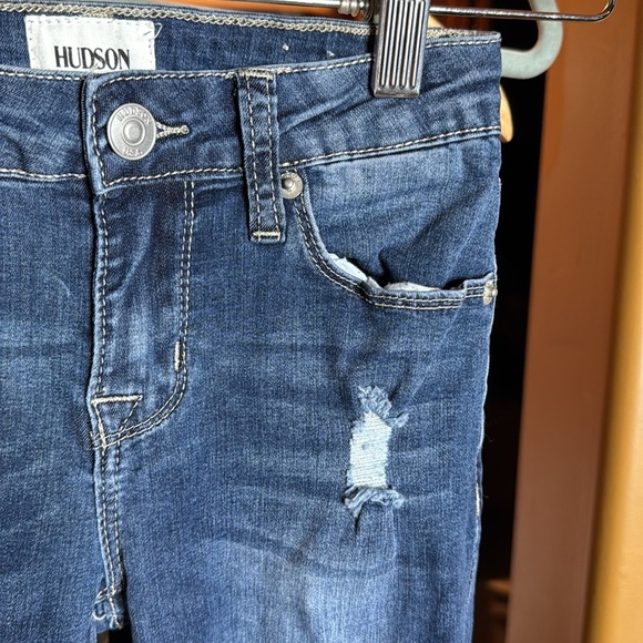 Hudson Jeans Dark Blue Distressed Skinny Jeans Size 10 - Picture 4 of 14